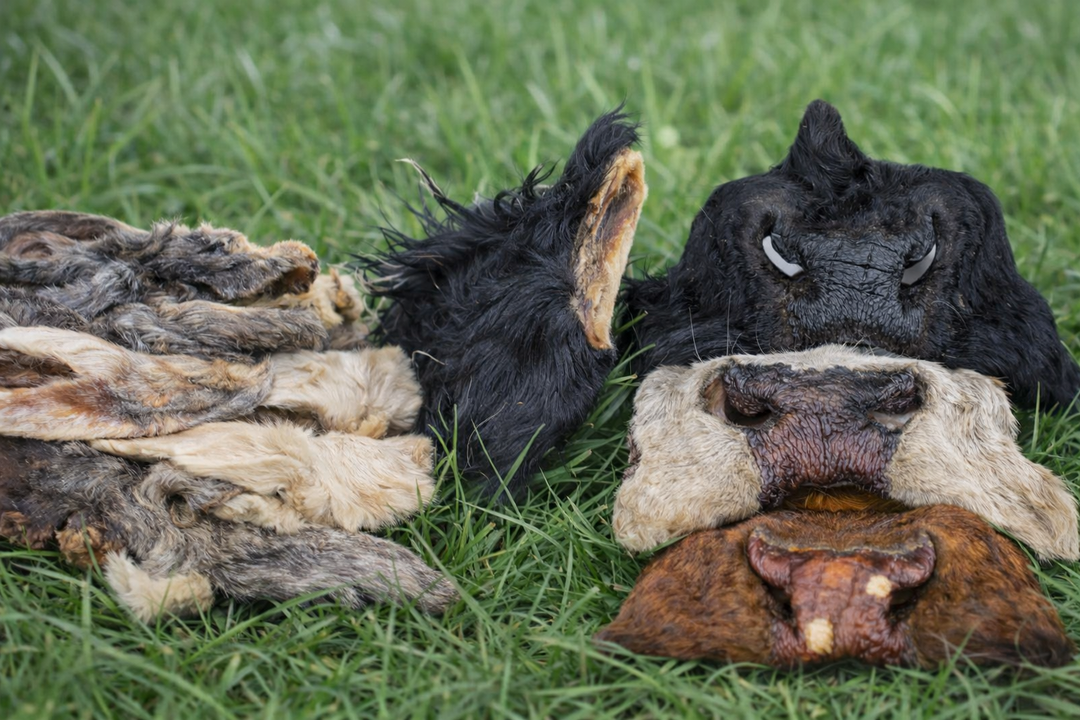 Cow Snouts, Cow Ears, And Rabbit ears laying in a grassy field