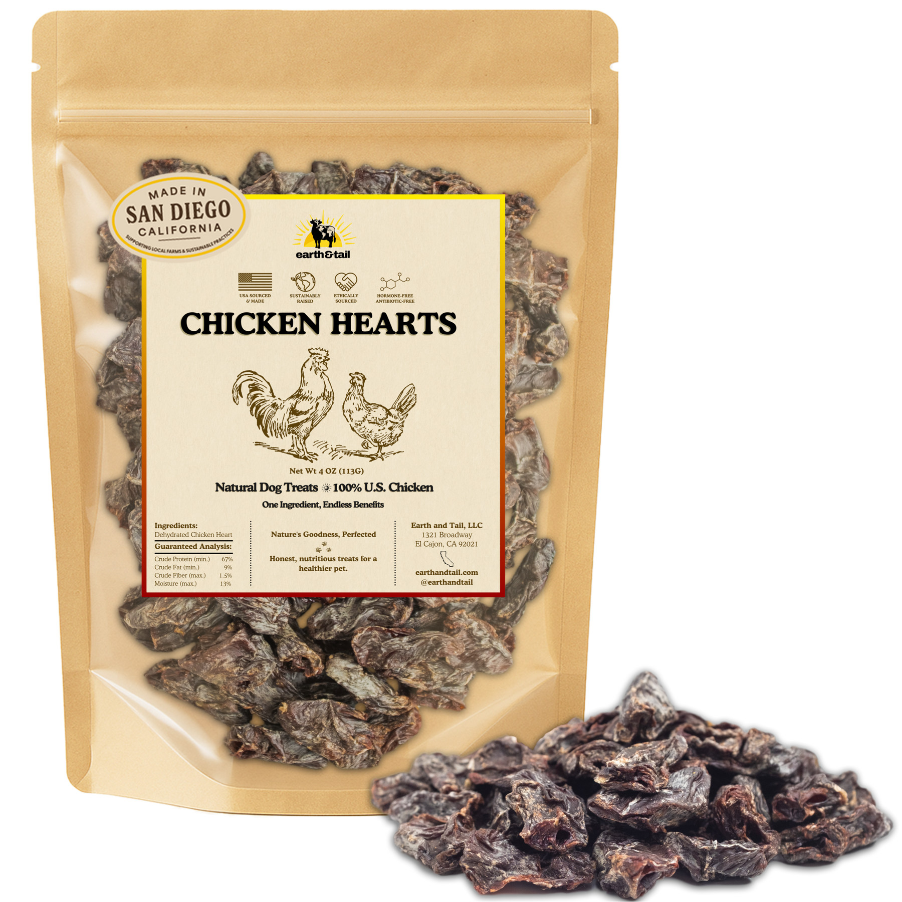 Chicken Heart Dog Treats Earth Tail Single-Ingredient Treats