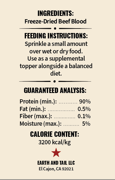 Freeze Dried Beef Blood - Food Topper for Dogs & Cats